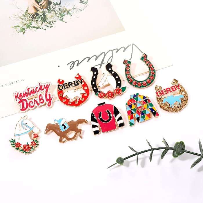 Kentucky Derby Brooches for Women Enamel Horseshoe Riding Suit Brooch Pins Rose Horse Race Day Brooches Kentucky Derby Outfits Accessories Jewelry Gifts - Image 4
