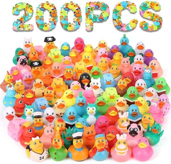 200 Pack Rubber Ducks in Bulk, Jeep Ducks for Ducking, Ducks for Jeeps Assorted, Bath Toys Floater Duck for Kids, Baby Showers Accessories Party Favors - Image 1