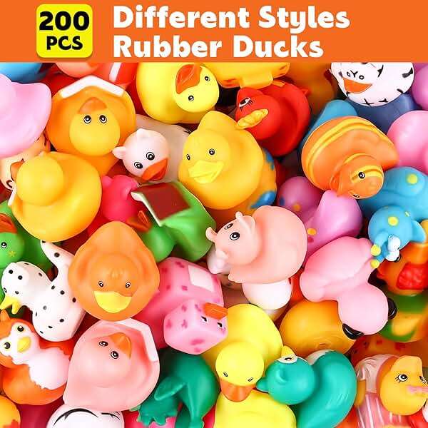 200 Pack Rubber Ducks in Bulk, Jeep Ducks for Ducking, Ducks for Jeeps Assorted, Bath Toys Floater Duck for Kids, Baby Showers Accessories Party Favors - Image 3