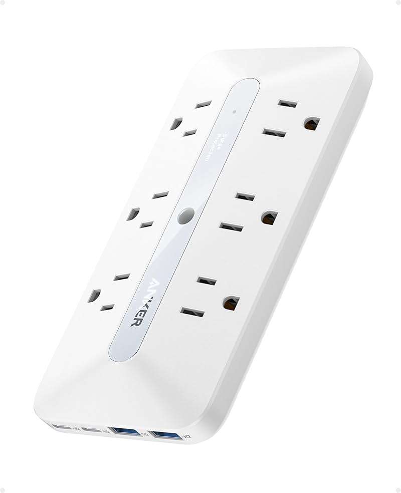Anker Outlet Extender, Power Strip with 300J Surge Protector, 10-in-1 with 6 AC, 2 USB A, 2 USB C Ports, Wide-Spaces Outlets and 20W Fast Charging, Dorm Room Essentials - Image 1