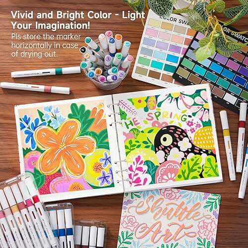 Shuttle Art Automatic Ink Control Acrylic Paint Markers, 36 Colors Brush Tip Acrylic Paint Pens for Rock Painting, Ceramic, Wood, Canvas, Glass, Stone, Fabric, Card, DIY Football Crafts - Image 7