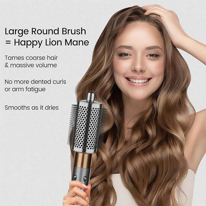 PUREGUST Upgraded Large Round Brush Attachment for Dyson Air wrap Jumbo Bigger Oval Round Volumizing Brush for Dyson Airwrap Accessories, Gray - Image 2