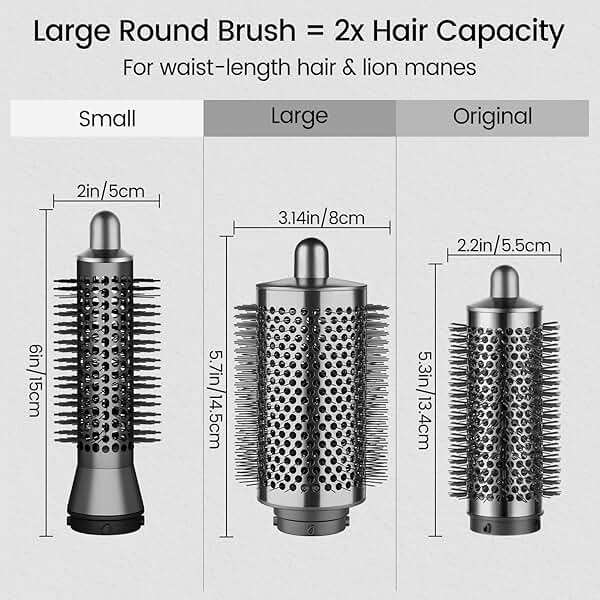 PUREGUST Upgraded Large Round Brush Attachment for Dyson Air wrap Jumbo Bigger Oval Round Volumizing Brush for Dyson Airwrap Accessories, Gray - Image 4