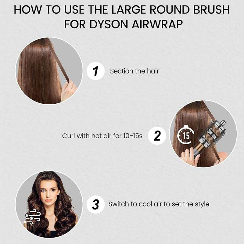PUREGUST Upgraded Large Round Brush Attachment for Dyson Air wrap Jumbo Bigger Oval Round Volumizing Brush for Dyson Airwrap Accessories, Gray - Image 5