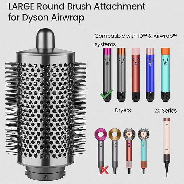 PUREGUST Upgraded Large Round Brush Attachment for Dyson Air wrap Jumbo Bigger Oval Round Volumizing Brush for Dyson Airwrap Accessories, Gray - Image 7