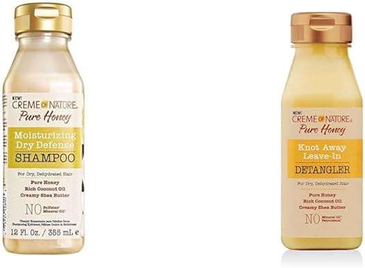 Creme of Nature Pure Honey Shampoo with Coconut Oil & Shea Butter, 12.07 Fl Oz & Knot Away Leave In Detangler, 8 Oz - Image 1