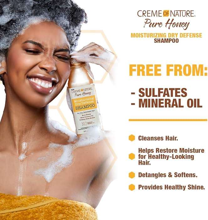 Creme of Nature Pure Honey Shampoo with Coconut Oil & Shea Butter, 12.07 Fl Oz & Knot Away Leave In Detangler, 8 Oz - Image 3