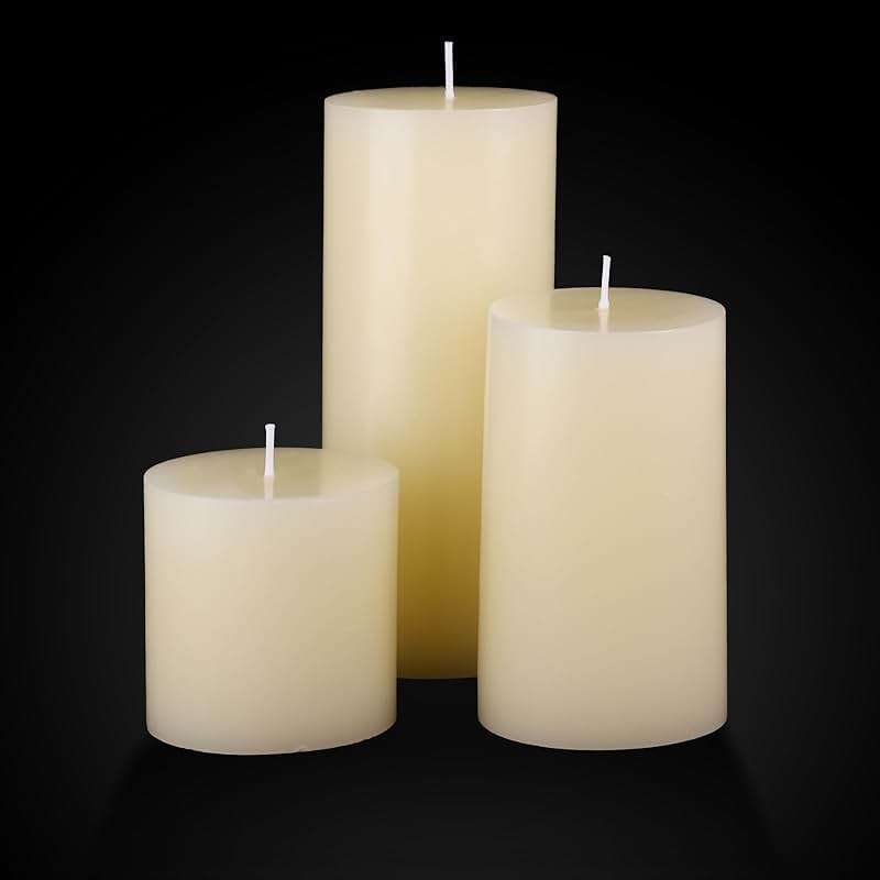Shihanee Set of 6 Pillar Candles with Glass Cylinder Vases Clear Cylinder Hurricane Candleholders for Slim Tall Pillar Candles Wedding Table Centerpieces(3'' X 5.9", 7.9", 9.8",Ivory) - Image 4