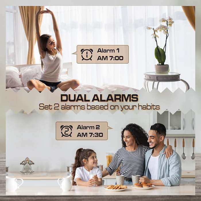 Königswerk Small Digital Alarm Clock, Mirror Surface LED Electronic Clocks with Large Display, Adjustable Brightness and Snooze Model for Bedroom, Desk, Office, Blackcase White Digit - Image 8
