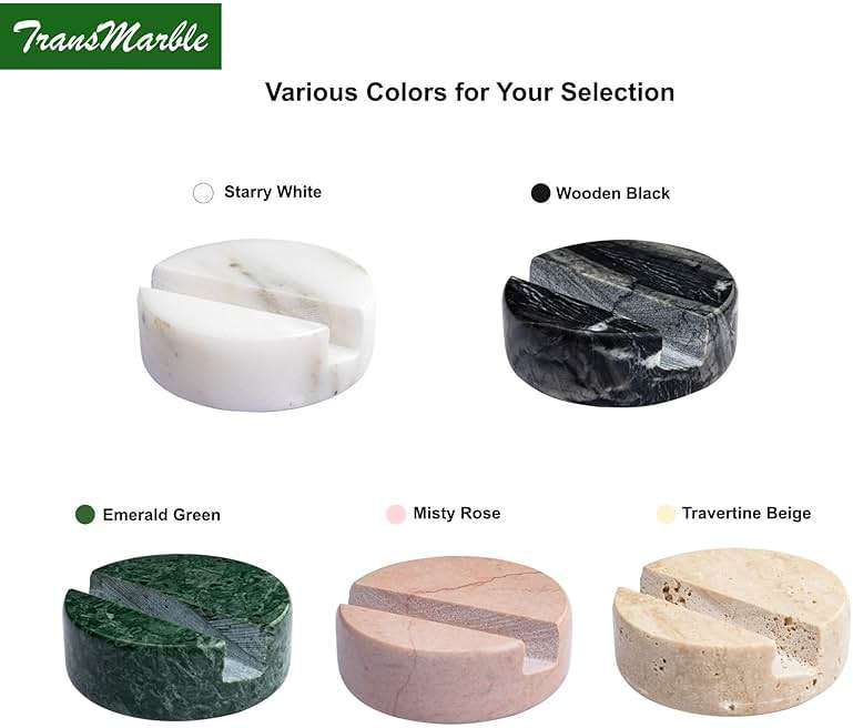 TransMarble Luxury Marble Cell Phone Stand Holder for Popular Smartphones (1 Pcs) - Real Solid Marble Mobile Phone Stands as Office Desk or Kitchen Countertop Decor (Starry White) - Image 6