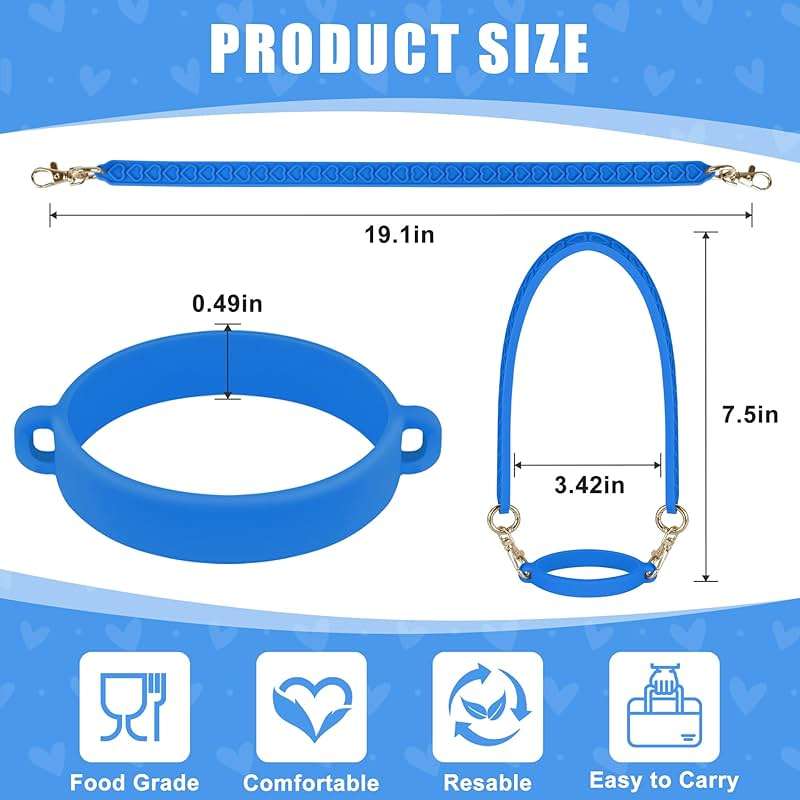 VIKIZUES Water Bottle Handle for Stanley - Soft Silicone Holder, Sling, Carrier With Strap - Fits Most 8-40oz Bottles - Compatible With Stanley Cup Accessories - Image 2
