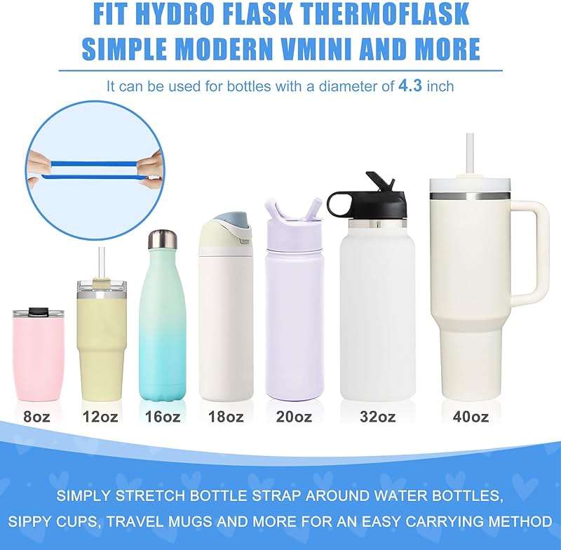 VIKIZUES Water Bottle Handle for Stanley - Soft Silicone Holder, Sling, Carrier With Strap - Fits Most 8-40oz Bottles - Compatible With Stanley Cup Accessories - Image 3