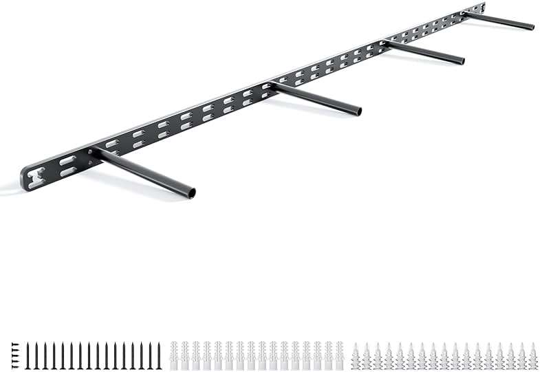 1pc Floating Shelf Bracket Heavy Duty,Decorative Floating Shelf Hardware Hidden Black Metal Fireplace Mantel Brackets (43"X6"X1.0" Without Tools) - Image 1