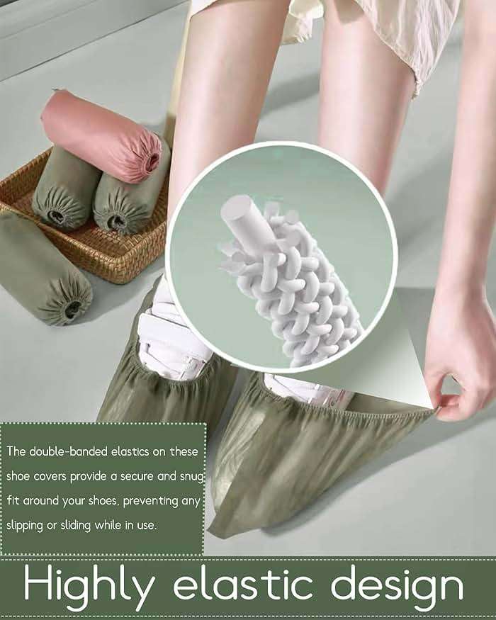 Disposable Shoe Covers 100-Pack(50 Pairs) Multi-color Indoor Thickened Non-Woven Fabric Dustproof Booties Home Slip Resistant Shoe Covers - Image 6