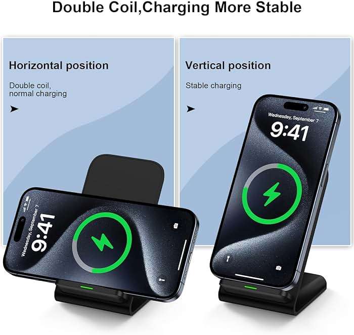 Samsung Wireless Charger Fast Charging Stand Desk Phone Charger Stand Android Charging Station for Samsung Galaxy S24 Ultra S24+ S24 S23 FE S22 S21 S20 S10 S9 S8,iPhone 15 Pro Max Plus 14 with Adapter - Image 2