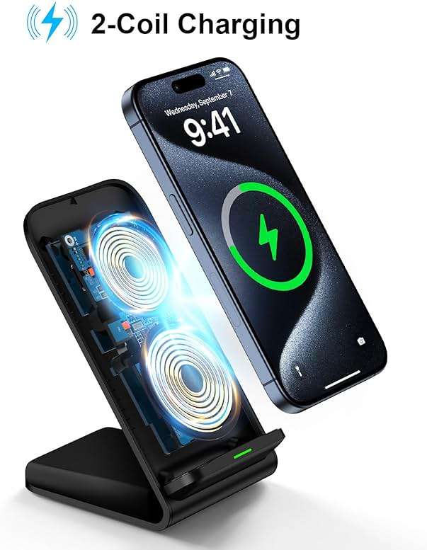 Samsung Wireless Charger Fast Charging Stand Desk Phone Charger Stand Android Charging Station for Samsung Galaxy S24 Ultra S24+ S24 S23 FE S22 S21 S20 S10 S9 S8,iPhone 15 Pro Max Plus 14 with Adapter - Image 3