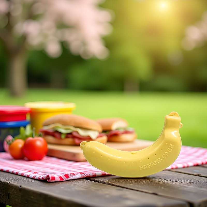 Jinshining Yellow Banana Protective Case Banana Protector Box Holder Banana Protector Flexible Plastic Fruit Banana Storage Case for Picnic and Travel Container Sets - Image 2