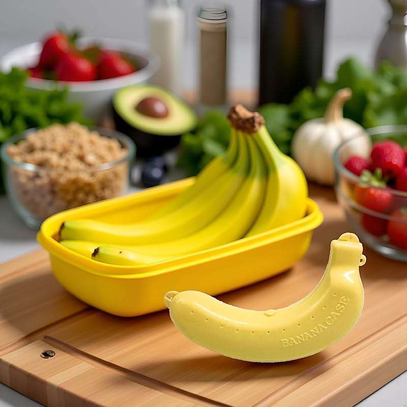 Jinshining Yellow Banana Protective Case Banana Protector Box Holder Banana Protector Flexible Plastic Fruit Banana Storage Case for Picnic and Travel Container Sets - Image 4