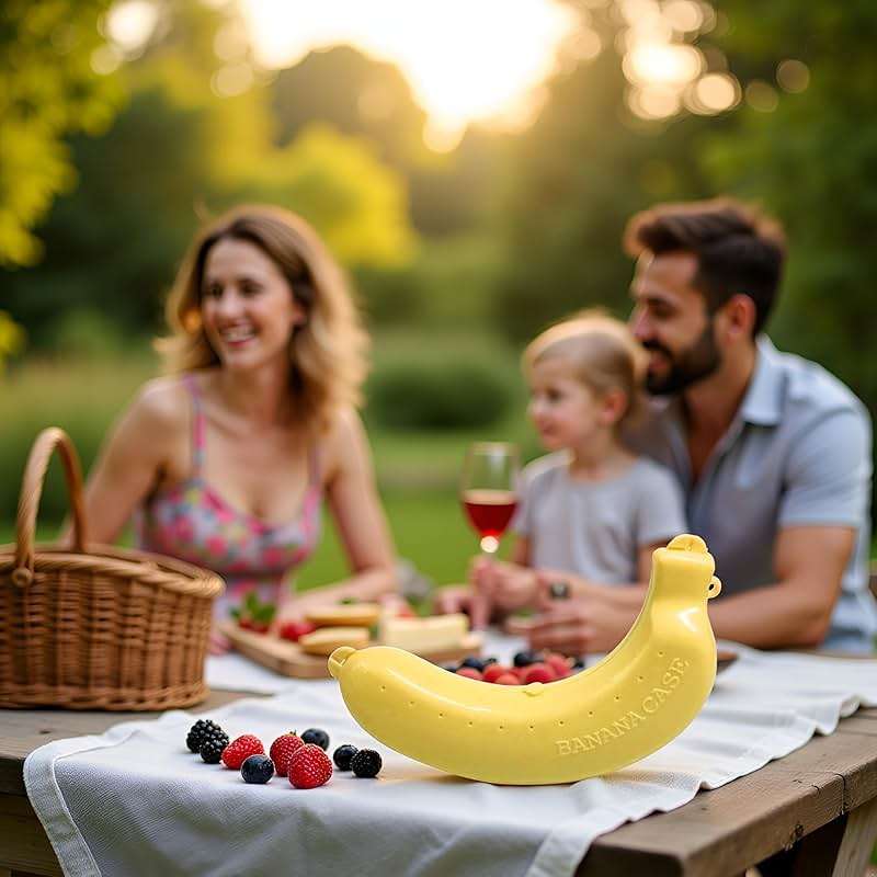 Jinshining Yellow Banana Protective Case Banana Protector Box Holder Banana Protector Flexible Plastic Fruit Banana Storage Case for Picnic and Travel Container Sets - Image 5