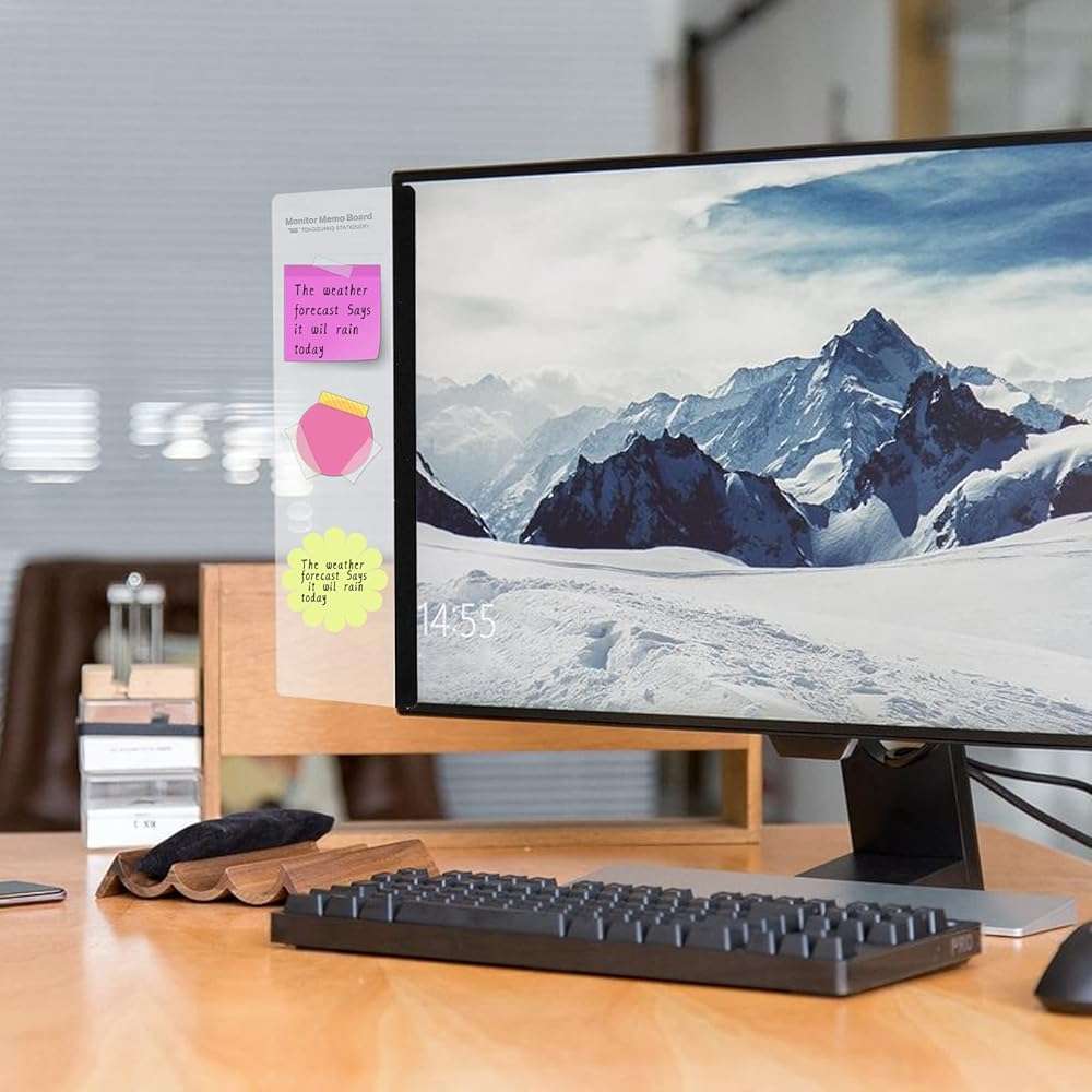 Office Desk Accessories 2pcs Multifunction Computer Monitor Memo Board - Office Supplies for Women Men Computer Sticky Note Holder Home Decor (Smooth Monitor Memo Board) - Image 7