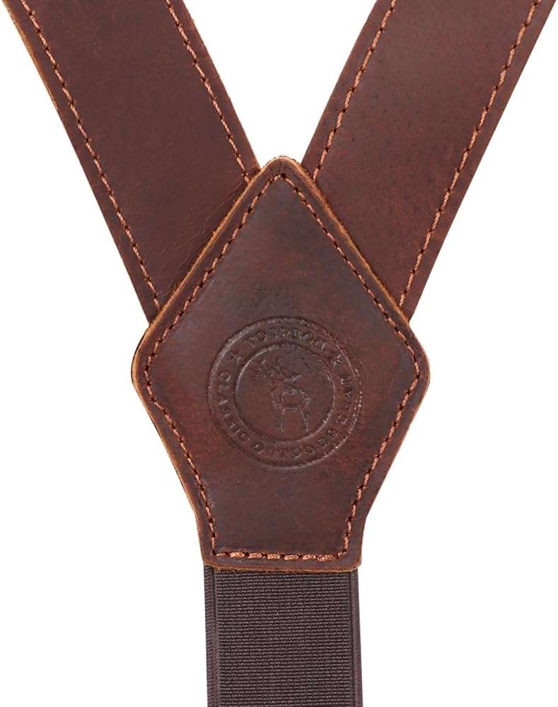 Tourbon Genuine Leather Suspenders for Men Heavy Duty Y Back Design Adjustable Straps with 3 Metal Snap Hooks, Brown - Image 7