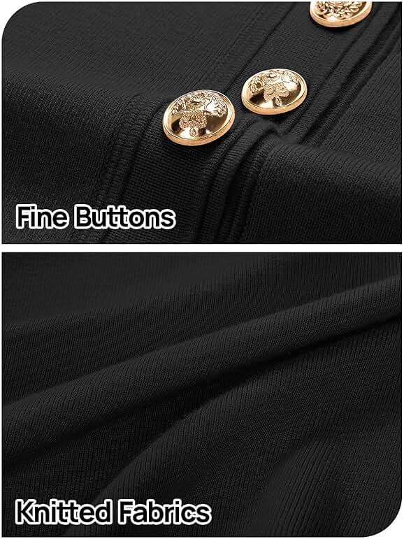MEROKEETY Women's Summer Bodycon Sweater Dress Business Casual Outfis Short Sleeve Knit Button Formal Elegant Work Dress - Image 5