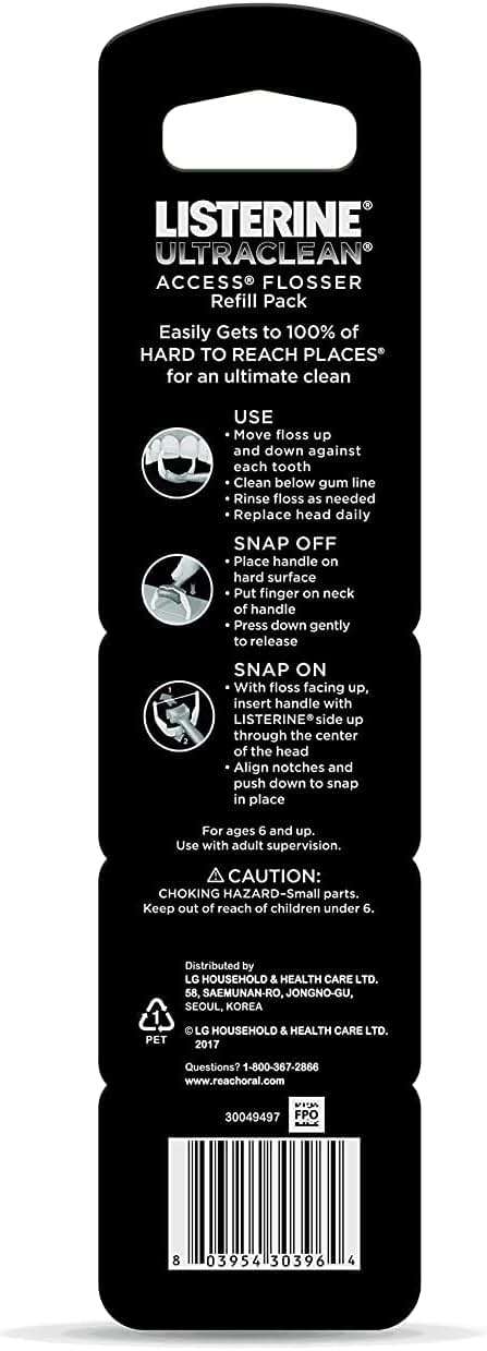 REACH® Listerine Ultraclean Access Flosser Refill Heads | Dental Flossers | Refillable Flosser | Effective Plaque Removal | Mint Flavored | 28 ct, 3 Pack, Package May Vary - Image 12