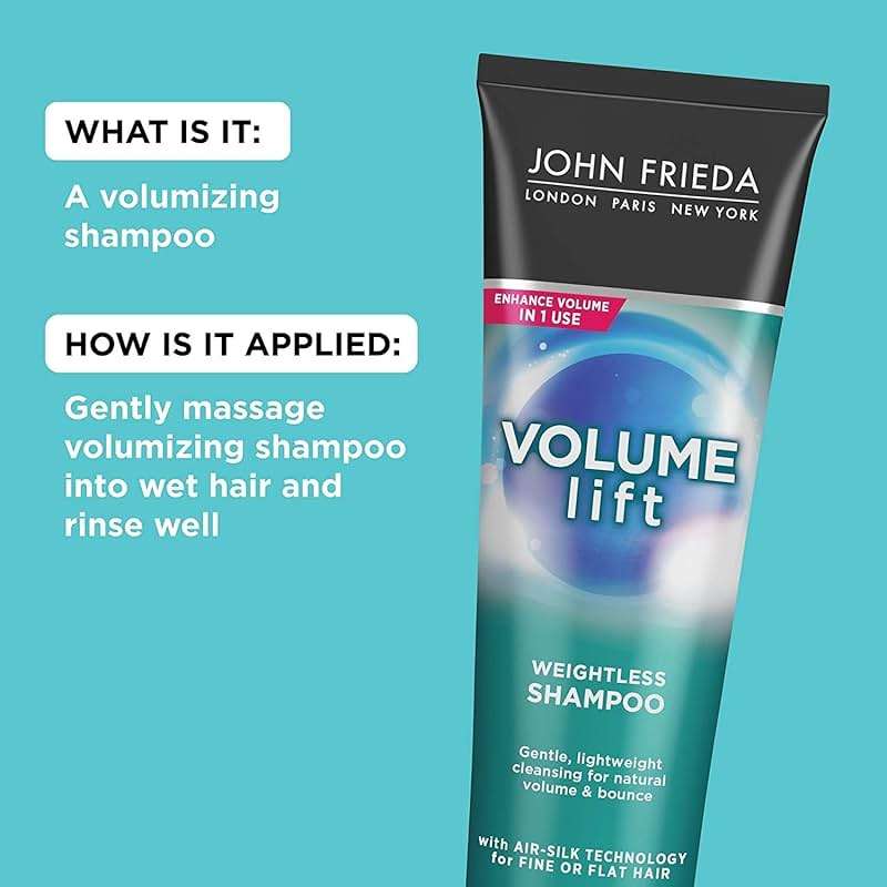 John Frieda Volume Lift Weightless Shampoo, Lightweight Volumizing Shampoo with Air-Silk Technology for Fine or Flat Hair, Adds Natural Fullness, Safe for Color-Treated Hair, 8.45 Oz (Pack of 2) - Image 4