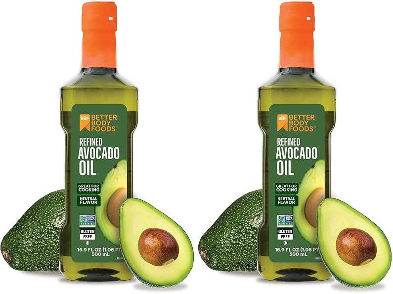 BetterBody Foods Refined Avocado Oil, Non-GMO | Kosher | High-Heat Cooking | 16.9 Fl Oz | Pack of 2 - Image 1