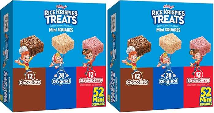 Rice Krispies Treats Mini Crispy Marshmallow Squares, Kids Snacks, Lunch Snacks, 20.1oz Box (52 Bars) (Pack of 2) - Image 1