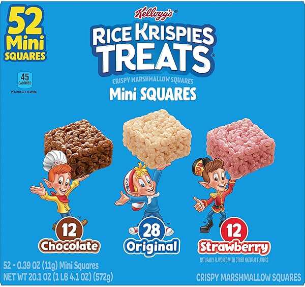 Rice Krispies Treats Mini Crispy Marshmallow Squares, Kids Snacks, Lunch Snacks, 20.1oz Box (52 Bars) (Pack of 2) - Image 4