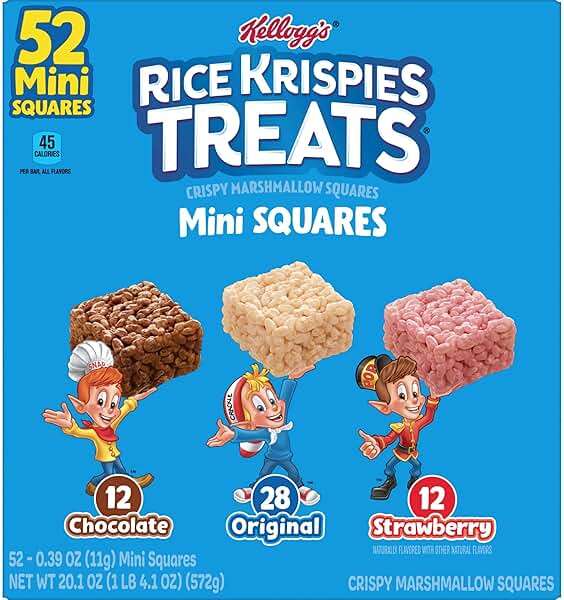 Rice Krispies Treats Mini Crispy Marshmallow Squares, Kids Snacks, Lunch Snacks, 20.1oz Box (52 Bars) (Pack of 2) - Image 5