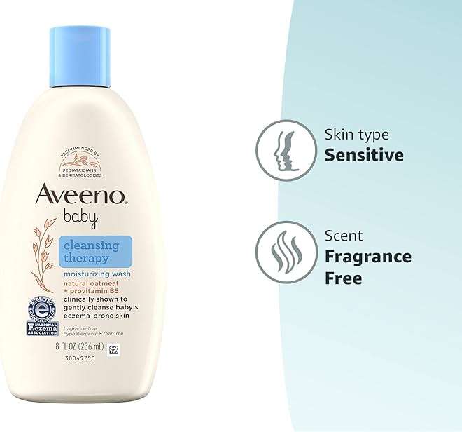 Aveeno Baby Cleansing Therapy Moisturizing Baby Body Wash with Natural Oatmeal & ProVitamin B5, Gentle Tear-Free Baby-Bath Wash for Sensitive & Eczema-Prone Skin, Hypoallergenic, 8 oz (Pack of 2) - Image 10
