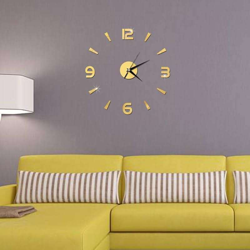 Pwshymi Mirror Wall Clock, 3D Frameless Wall Clock Stickers, 1mm Acrylic Mirror Watch Decor DIY Wall Modern for Home Office Living Room Decor DIY Clock Frameless Wall Clock (Gold) - Image 5