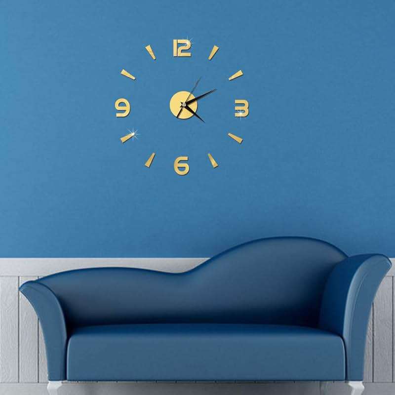 Pwshymi Mirror Wall Clock, 3D Frameless Wall Clock Stickers, 1mm Acrylic Mirror Watch Decor DIY Wall Modern for Home Office Living Room Decor DIY Clock Frameless Wall Clock (Gold) - Image 7