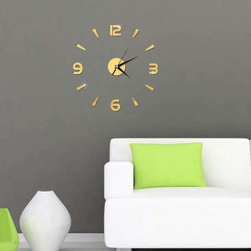 Pwshymi Mirror Wall Clock, 3D Frameless Wall Clock Stickers, 1mm Acrylic Mirror Watch Decor DIY Wall Modern for Home Office Living Room Decor DIY Clock Frameless Wall Clock (Gold) - Image 8