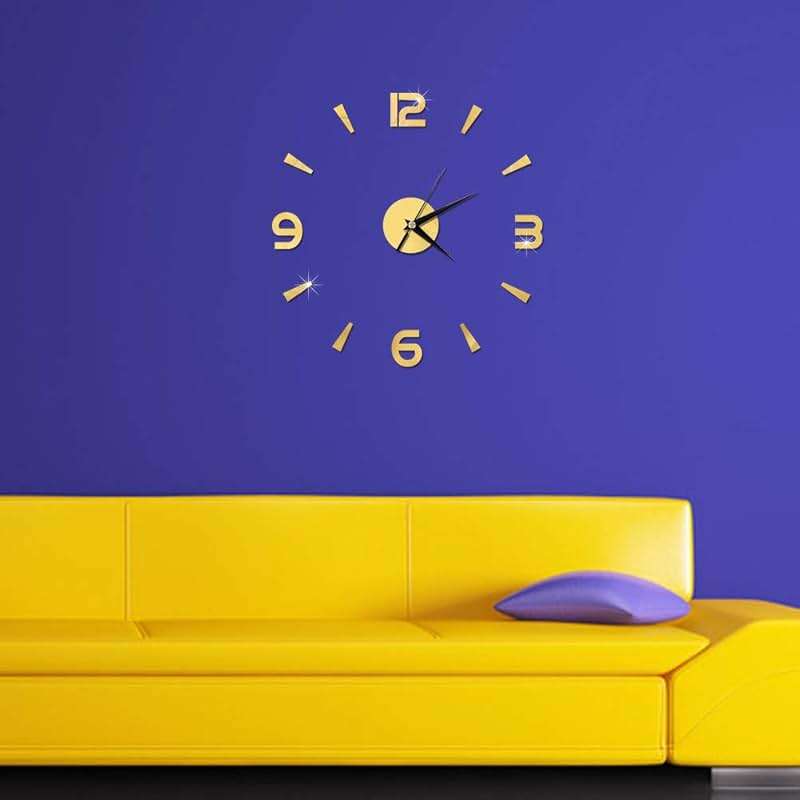 Pwshymi Mirror Wall Clock, 3D Frameless Wall Clock Stickers, 1mm Acrylic Mirror Watch Decor DIY Wall Modern for Home Office Living Room Decor DIY Clock Frameless Wall Clock (Gold) - Image 9