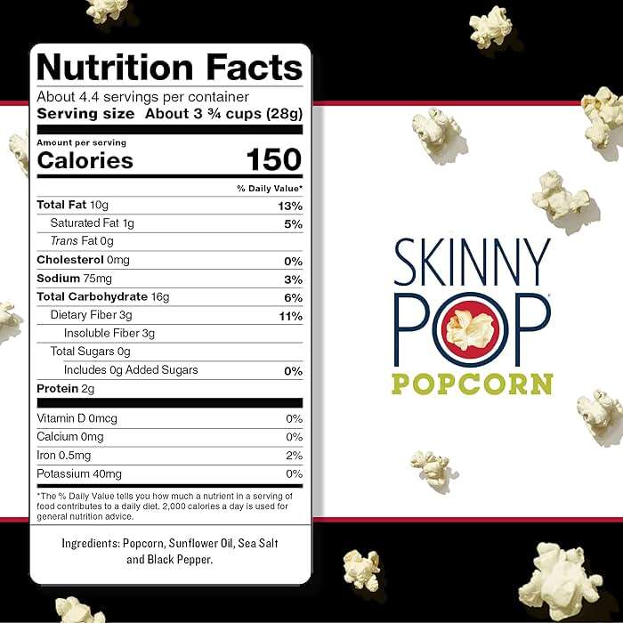 SkinnyPop Popcorn, Sea Salt & Pepper, Whole Grain, Dairy-Free Snack, 4.4oz Bag (Pack of 4) - Image 8