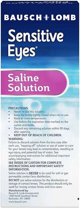 Bausch + Lomb Sensitive Eyes Saline Solution, Gentle Daily Rinse for Soft & Gas Permeable Contact Lenses, with Potassium, 12 Fl Oz, (Pack of 2) - Image 5
