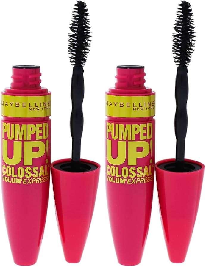Maybelline Volum' Express Pumped Up Colossal Mascara, Washable Formula Infused with Collagen for Up To 16x Lash Volume, Glam Black, 1 Count (Pack of 2) - Image 1