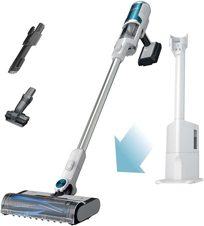 Shark Clean & Empty Cordless Stick Vacuum & Auto-Empty System | HEPA Filter | Lightweight, Portable, Rechargeable | Stick Vacuum for Pet Hair | Carpets & Hard Floors | 40-Min Runtime | White | BU3521 - Image 1