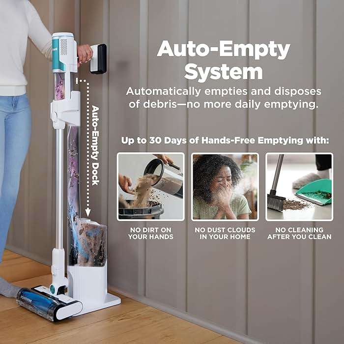 Shark Clean & Empty Cordless Stick Vacuum & Auto-Empty System | HEPA Filter | Lightweight, Portable, Rechargeable | Stick Vacuum for Pet Hair | Carpets & Hard Floors | 40-Min Runtime | White | BU3521 - Image 2
