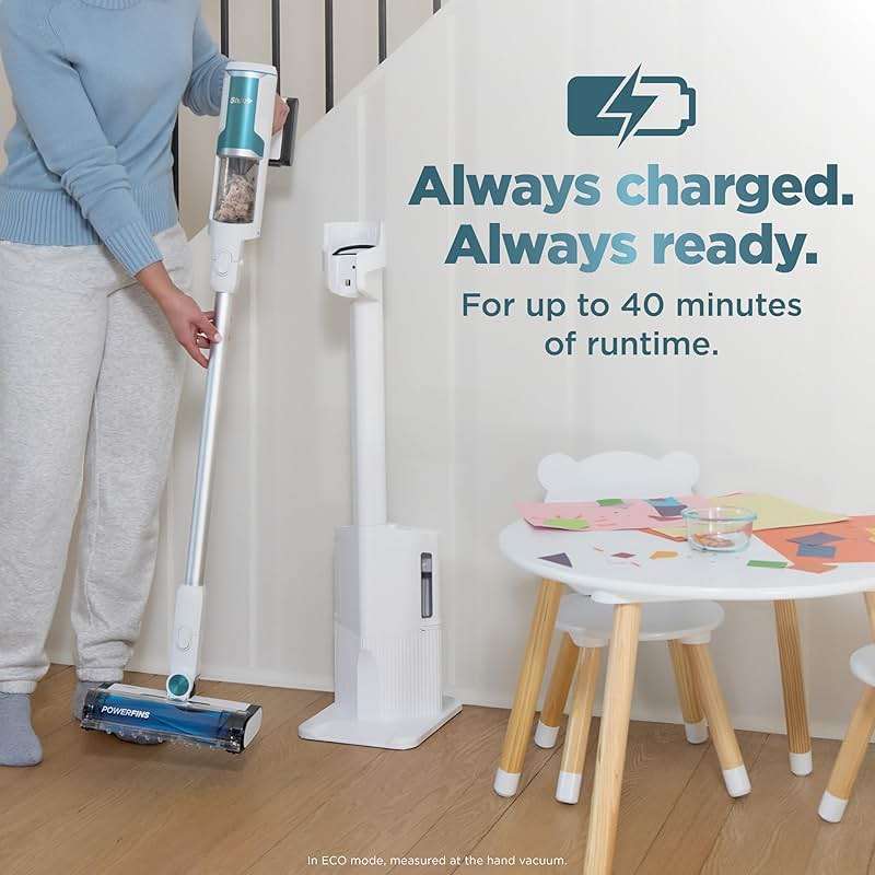 Shark Clean & Empty Cordless Stick Vacuum & Auto-Empty System | HEPA Filter | Lightweight, Portable, Rechargeable | Stick Vacuum for Pet Hair | Carpets & Hard Floors | 40-Min Runtime | White | BU3521 - Image 9