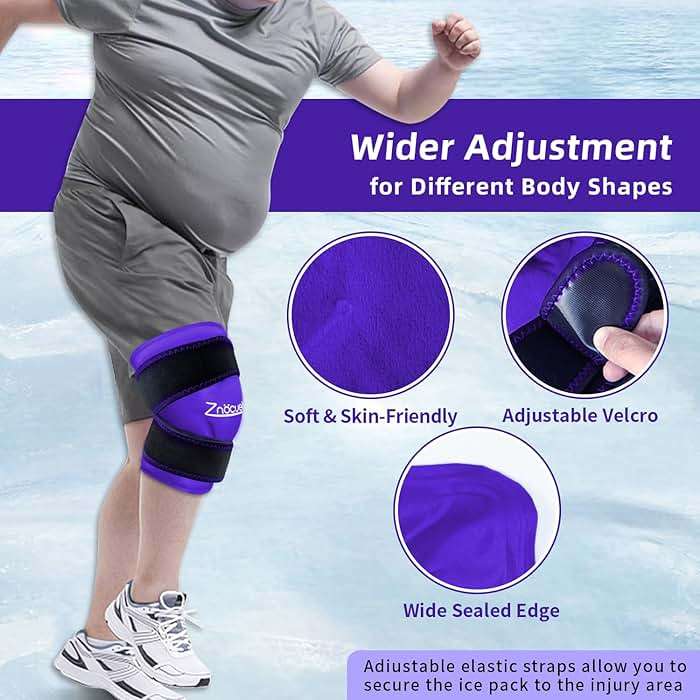 ZNÖCUETÖD Enhanced Knee Ice Pack Wrap 2 Pack for Pain Relief, Large Gel Ice Pack for Knee Leg Injuries Reusable with Cold Compression for Tendonitis, Arthritis, Swelling, Bruises, Surgery Recovery - Image 4