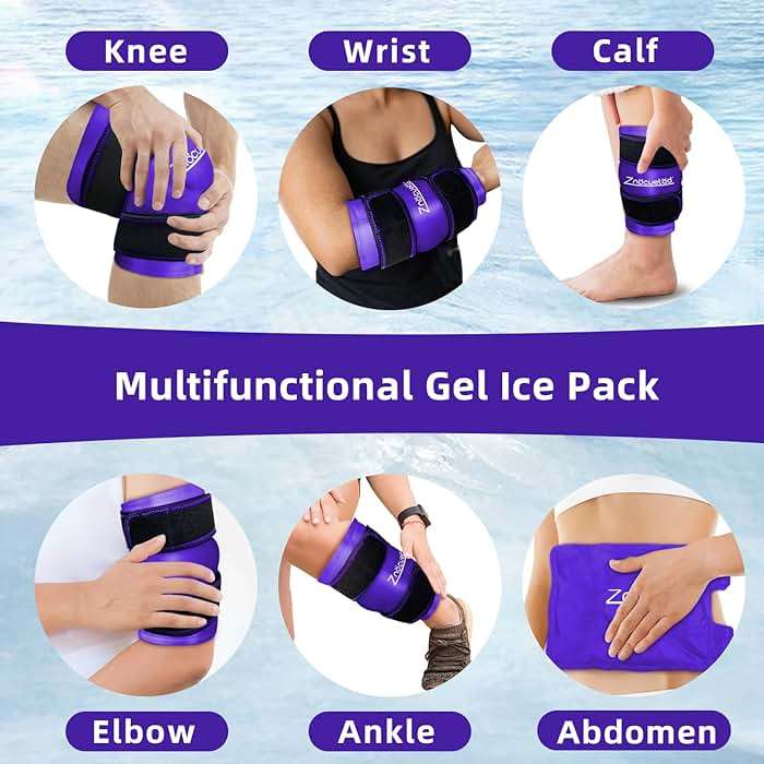 ZNÖCUETÖD Enhanced Knee Ice Pack Wrap 2 Pack for Pain Relief, Large Gel Ice Pack for Knee Leg Injuries Reusable with Cold Compression for Tendonitis, Arthritis, Swelling, Bruises, Surgery Recovery - Image 7