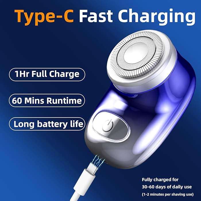 Mini Electric Shaver, Pocket Size Electric Shaver for Men Women, Rechargeable Easy One-Button, Portable Powerful Waterproof Razor for Travel Office Business Trip (1Pack) - Image 5