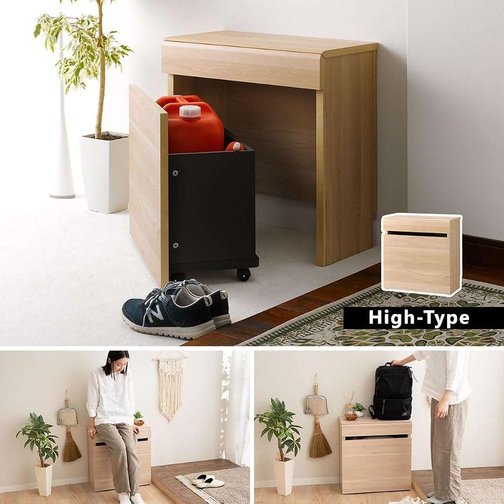 EMOOR Storage Chest Box with Drawer High-Type (Natural), Entryway Bench Hallway Footstool Living Room Bedroom - Image 7