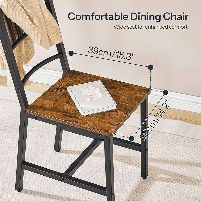 HOOBRO Dining Chairs Set of 2, Wooden Kitchen Chairs with Metal Frame, Industrial Dining Chairs with Back, Easy to Assemble, Farmhouse Dining Chairs for Living Room, Rustic Brown and Black BF39CD01 - Image 5