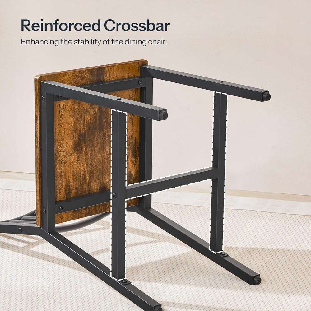 HOOBRO Dining Chairs Set of 2, Wooden Kitchen Chairs with Metal Frame, Industrial Dining Chairs with Back, Easy to Assemble, Farmhouse Dining Chairs for Living Room, Rustic Brown and Black BF39CD01 - Image 6