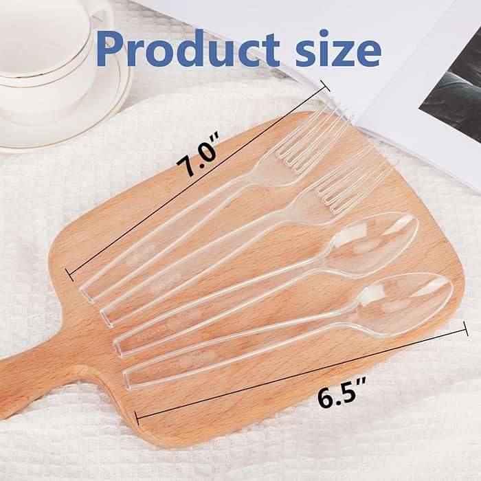 100 Count Plastic Silverware Heavy Duty -50 Forks, 50 Spoons, BPA-Free, Heat Resistant, Disposable Plastic Utensils Set, Plastic Cutlery Set, Plasticware Suitable for Party Everyday Use - Image 3